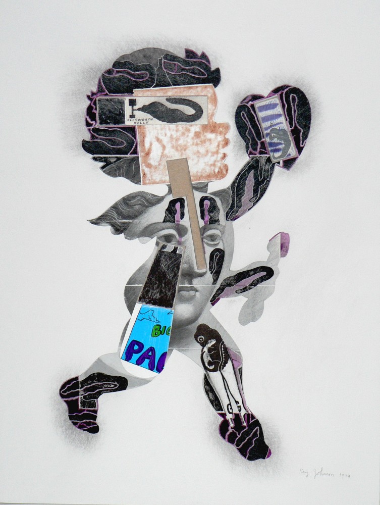Ray Johnson, Untitled (Cupid with Picasso&amp;rsquo;s &amp;ldquo;Women at the Spring&amp;rdquo;), 1974, Mixed media collage on illustration board, 20 x 15 (50.8 x 38.1), 10714, Private Collection