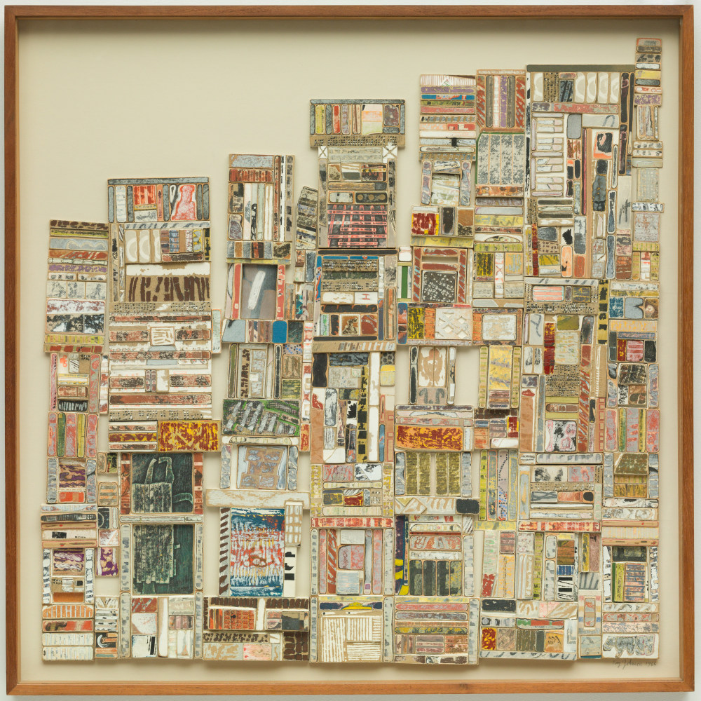 Ray Johnson,&amp;nbsp;January/February,&amp;nbsp;1966, Mixed media collage on cardboard panel, 30 x 30 inches, Collection of the Detroit Institute of Arts