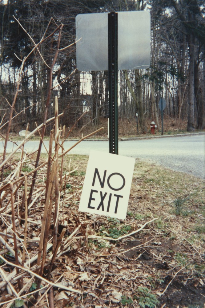 Ray Johnson,&amp;nbsp;Untitled (No Exit sign by Ray Johnson), Spring 1992,&amp;nbsp;Commercially processed chromogenic print, 6 &amp;times; 4 in., The Morgan Library &amp;amp; Museum