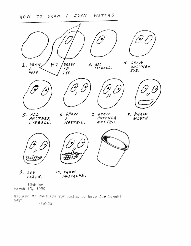Ray Johnson,&amp;nbsp;Untitled (How to Draw John Waters),&amp;nbsp;1990+, Mail art photocopy