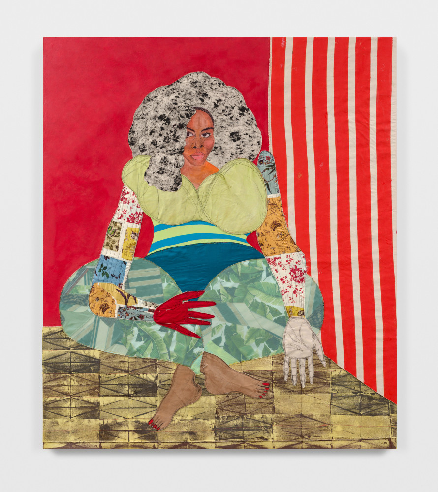 Chambre Rouge

2024

Acrylic paint, oil pastel, fabric, thread, painted canvas on canvas

213.5 x 183 cm / 84 x 72 in

&amp;copy; Tschabalala Self