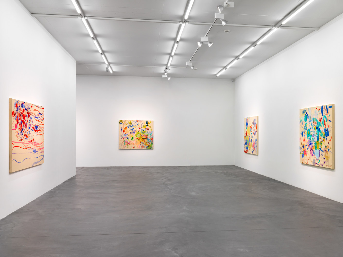 Installation view of Sue Williams painting exhibition