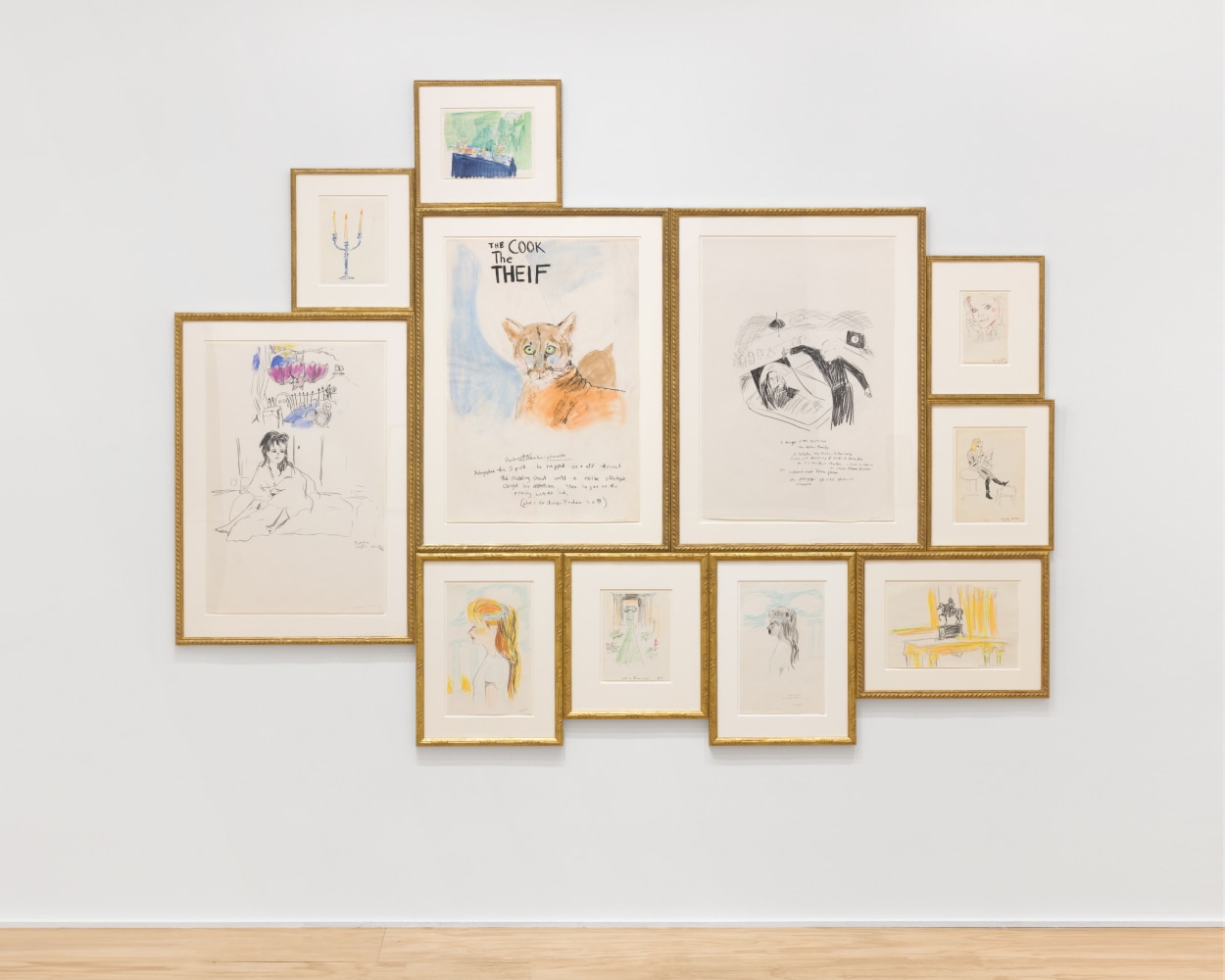 installation views of drawings by Karen Kilimnik