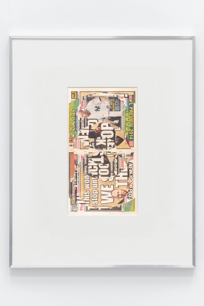 Blind Collage (Seven 180&amp;ordm; Rotations, New York Post: New York City, New York, Wednesday, September 3, 2014)

2021

Newspaper, tape, and 22 karat gold leaf

Sheet 56 x 30.5 cm / 22 x 12 inches

BESHT47874