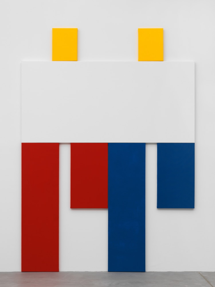 7-part multicolored painting by Joe Bradley