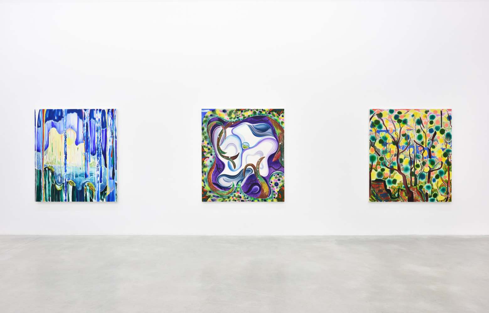 Installation view of Paintings by Shara Hughes