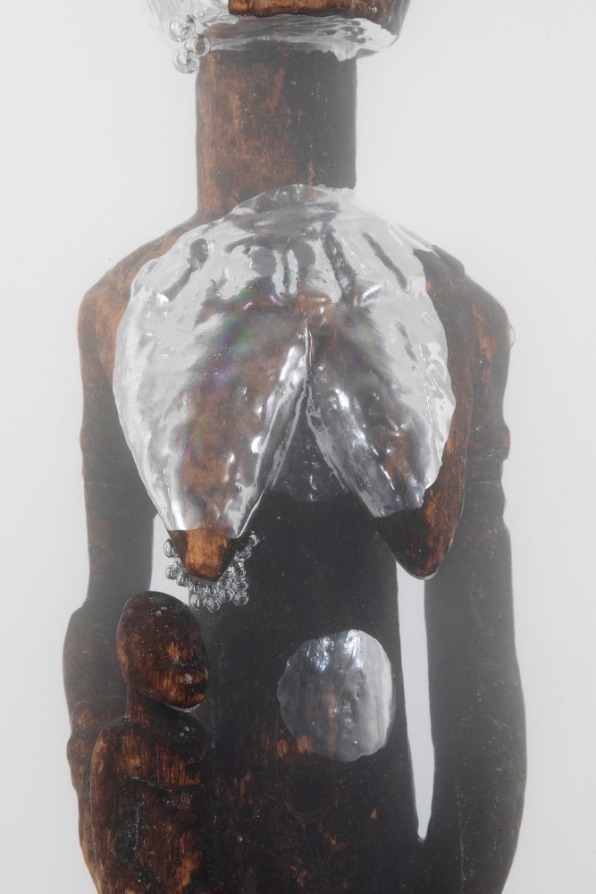 MATTHEW ANGELO HARRISON
Mother Still Holds You
2024
Wooden figure, polyurethane resin, steel, acrylic
Sculpture 56 x 24.5 x 21 cm / 22 x 9 5/8 x 8 1/4 in
Pedestal 112 x 27.5 x 27.5 cm / 44 1/8 x 10 7/8 x 10 7/8 in
HARRI60090