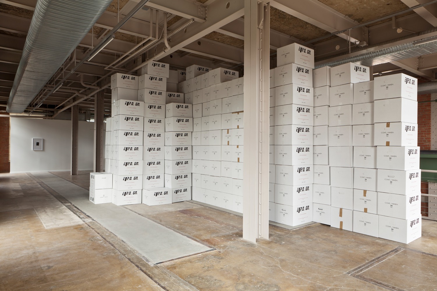 Installation view of sculptures by Matias Faldbakken