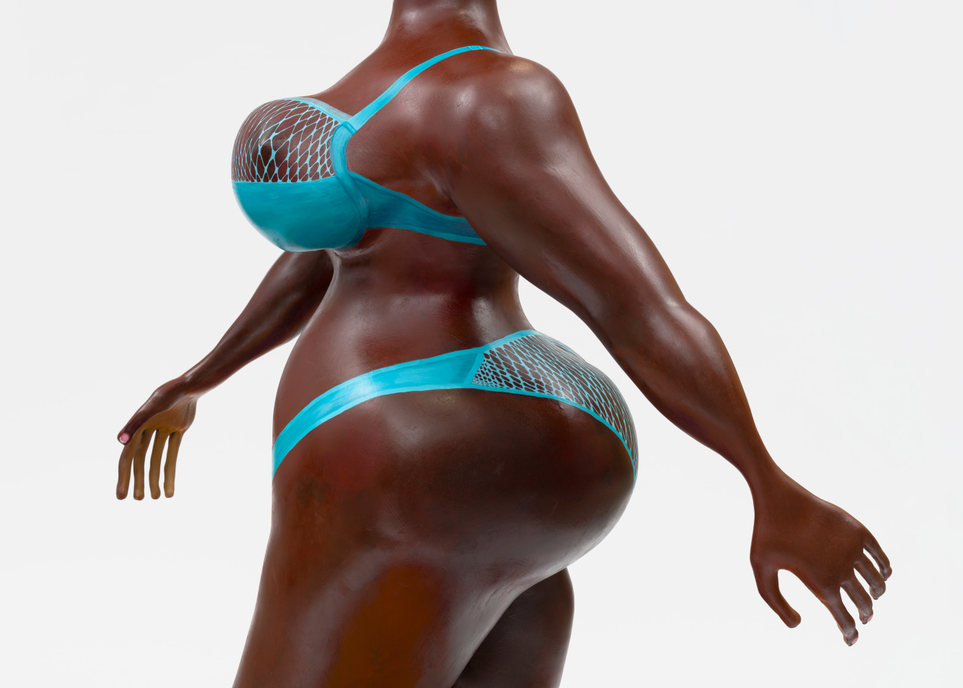 Heroine inspired by the fantasy of Saartjie Bartmann in Paris 2

2023

3D printed PLA, epoxy resin, oil primer, acrylic, steel and MDF stand

Sculpture 172.5 x 73.5 x 93.5 cm / 67 7/8 x 29 x 36 3/4 in

Pedestal 5 x 244 x 152 cm / 2 x 96 1/8 x 59 7/8 in

&amp;copy; Tschabalala Self