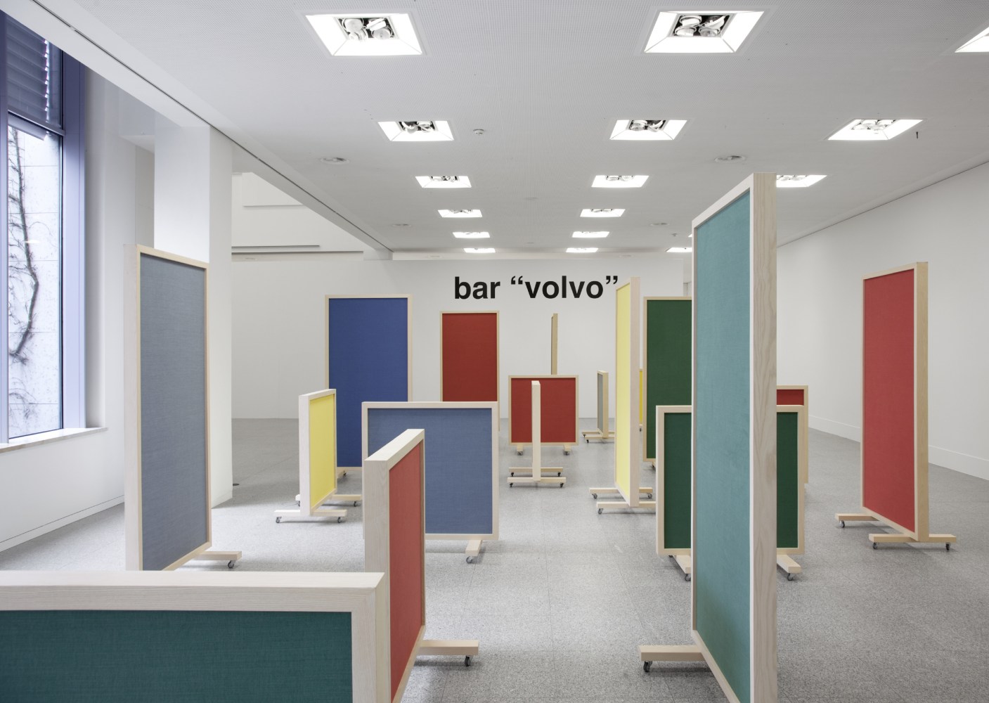 Installation view of sculptures by Liam Gillick