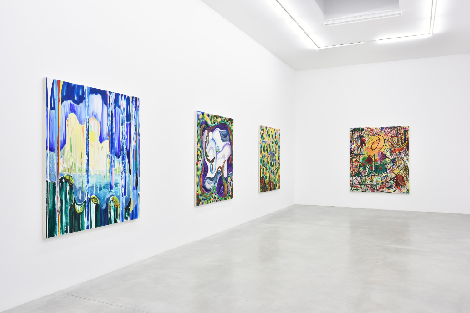 Installation view of Paintings by Shara Hughes