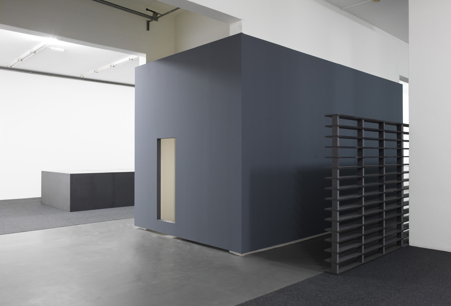 Installation view of sculptures by Liam Gillick