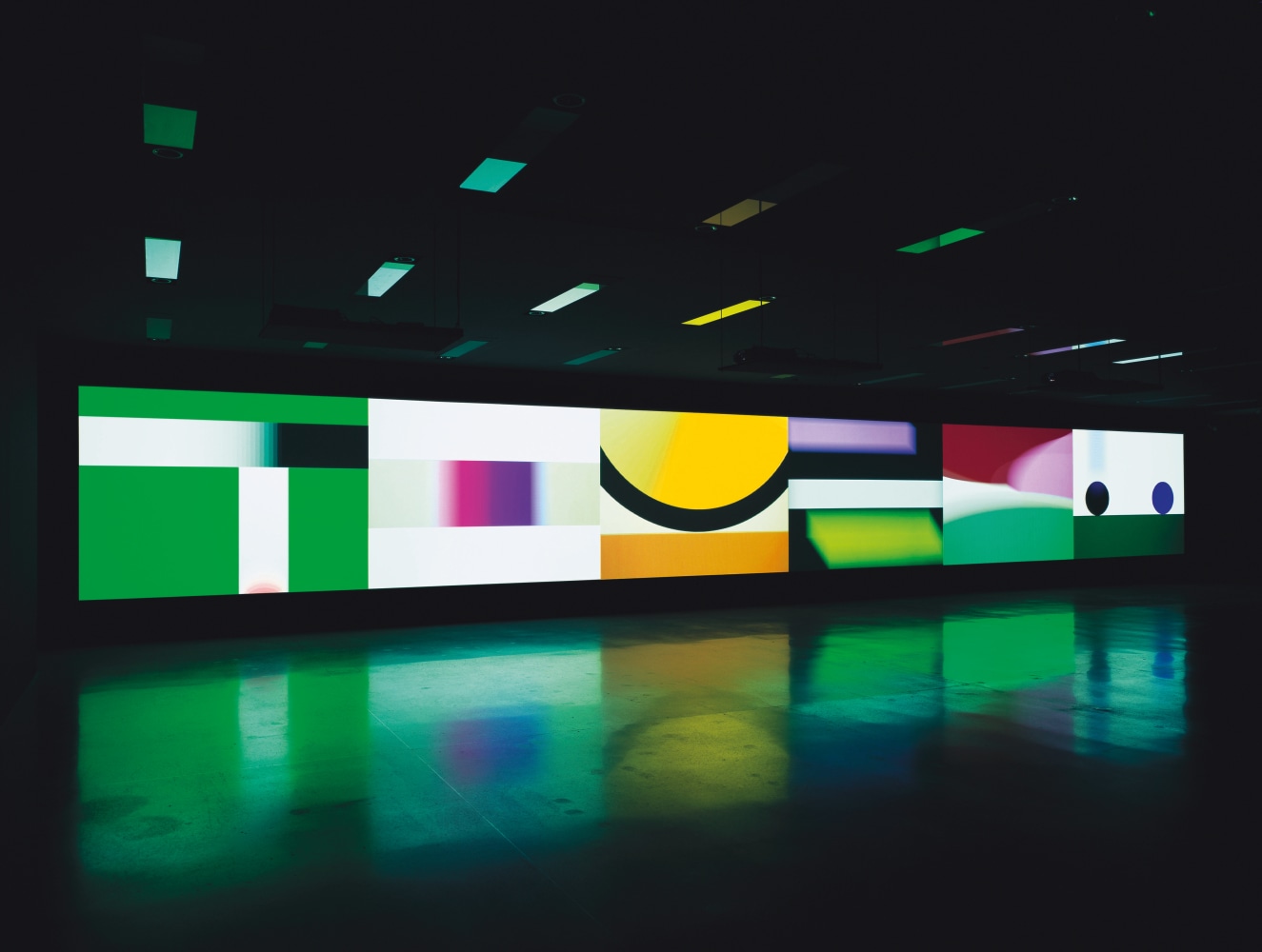 Installation view of wall works by Gerwald Rockenschaub