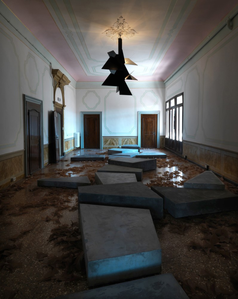 Installation view of sculptures by Martin Boyce