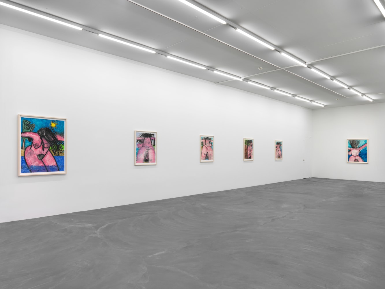 Installation view of Carroll Dunham monotypes exhibition