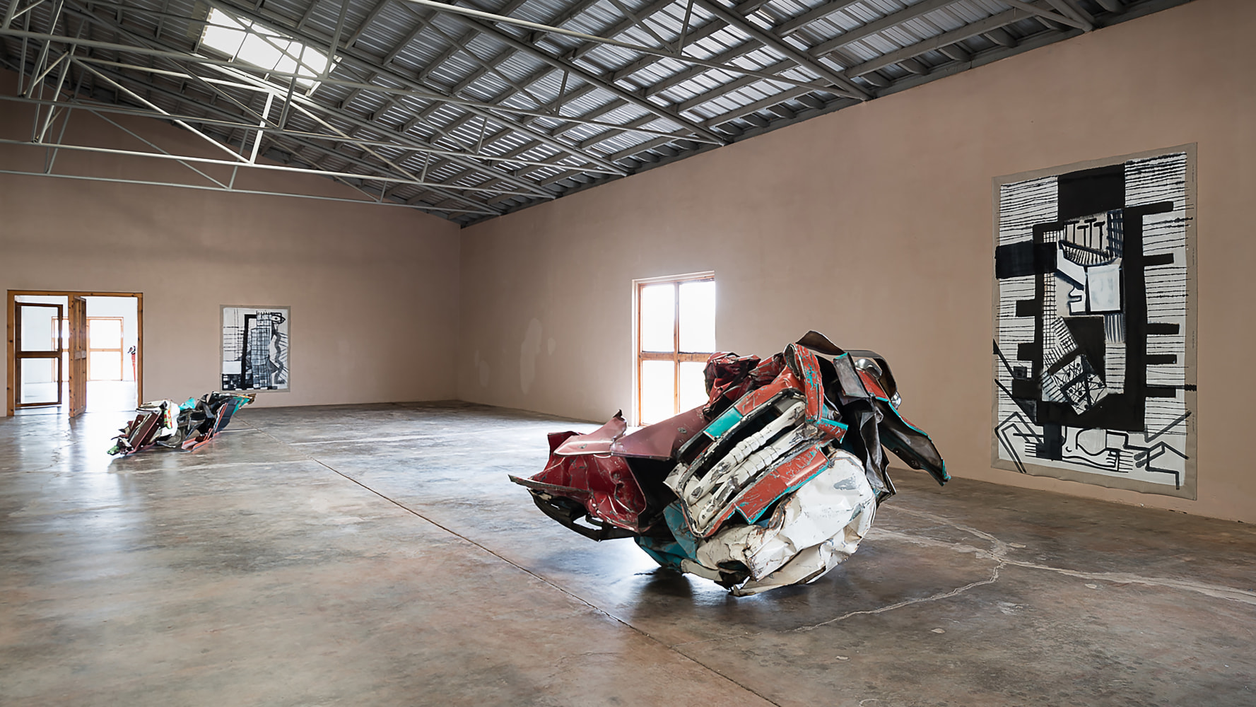 Installation view of paintings by Tobias Pils