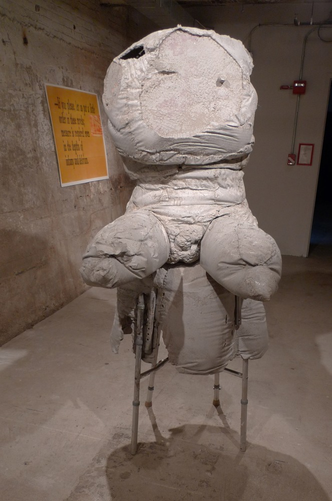 Indoor view of Justin Matherly sculpture, The degenerated instinct; See you again in your muck of tomorrow. 2010 Concrete, ambulatory equipment 193 x 74 x 99 cm / 76 x 29 x 39 in