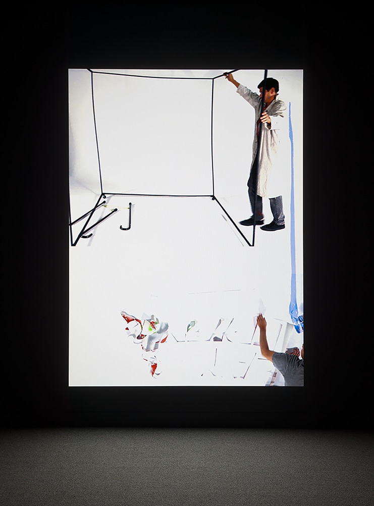 Installation view of video work by Alex Hubbard