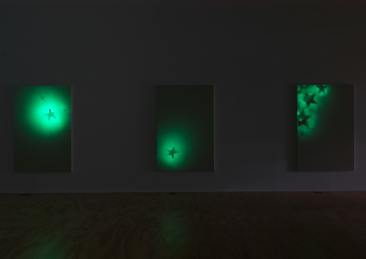 Installation view of paintings by Koo Jeong A