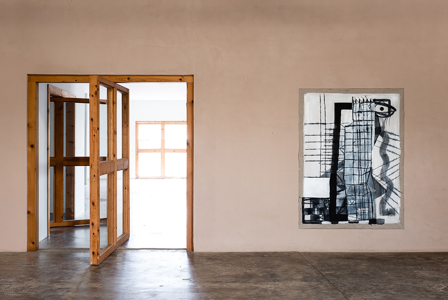 Installation view of paintings by Tobias Pils