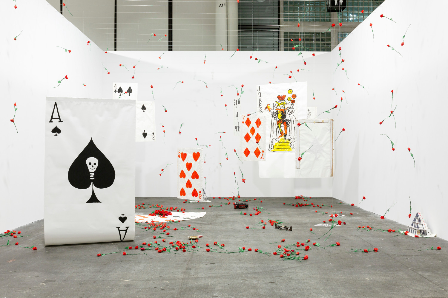 Installation view, Karen Kilimnik, The Joker Episode of The Avengers, Art Basel Unlimited, Basel, 2024