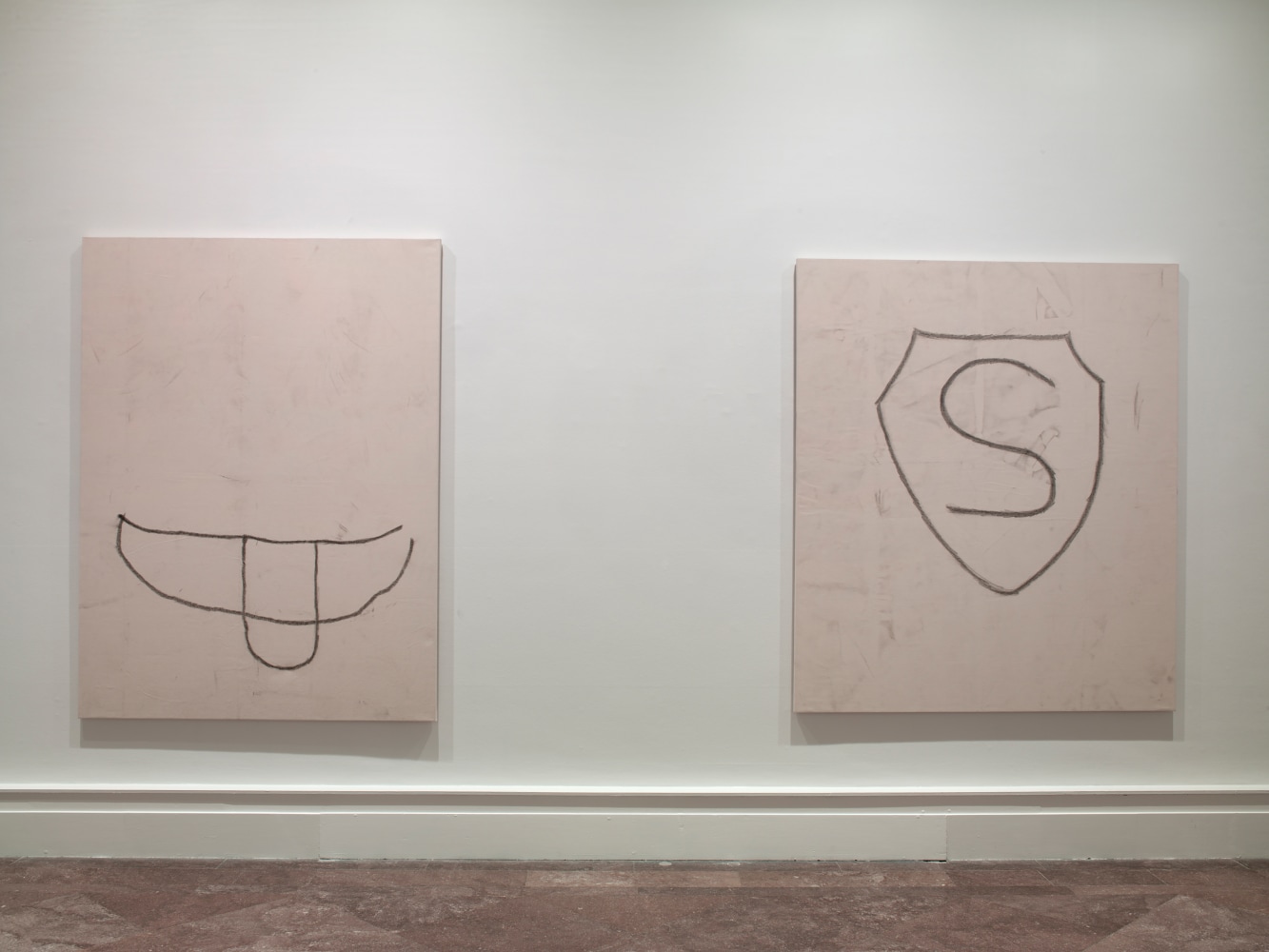 Installation view of paintings by Joe Bradley