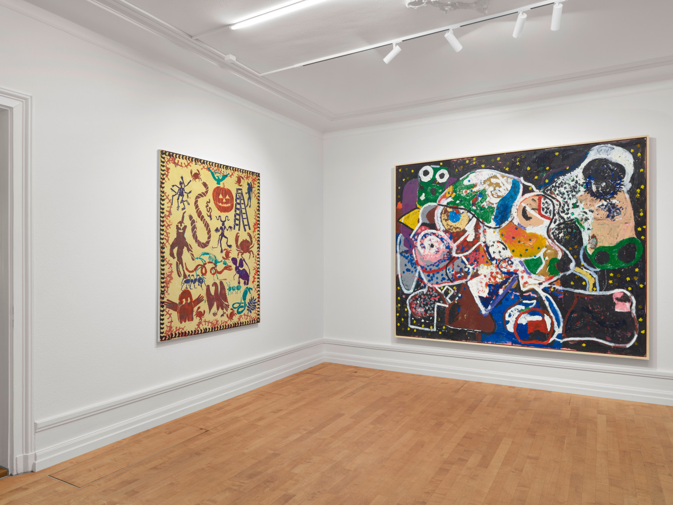 Installation view, Joe Bradley, Austin Eddy, Karen Kilimnik, Ugo Rondinone, Josh Smith, Franz West, Galerie Eva Presenhuber, Troisi&amp;egrave;me &amp;Eacute;tage, Waldmannstrasse, Zurich, 2025