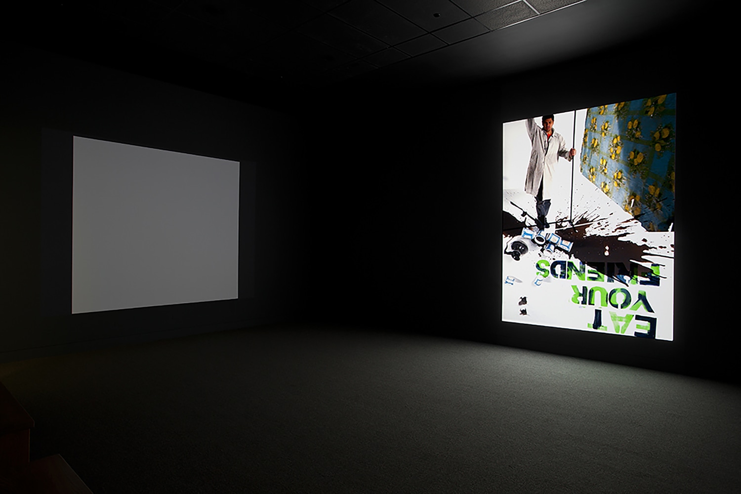 Installation view of video work by Alex Hubbard