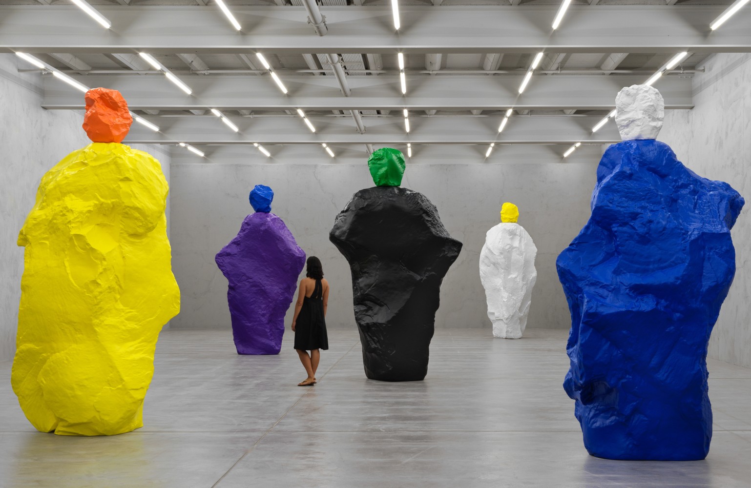 Installation view of sculptures by Ugo Rondinone