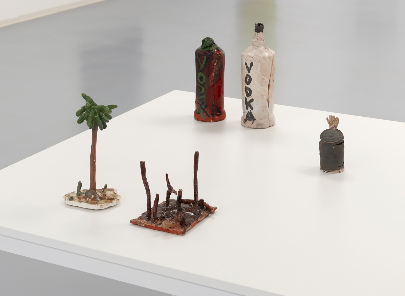 Installation view of sculptures by Josh Smith