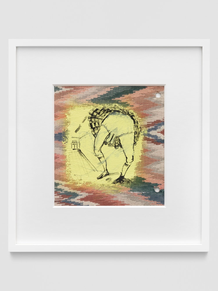 EXIT

1996
Acrylic on fabric, framed
Sheet 26 x 23 cm / 10 1/4 x 9 in&amp;nbsp;
Frame 43 x&amp;nbsp;39.5&amp;nbsp;cm / 16 7/8 x 15 1/2 in