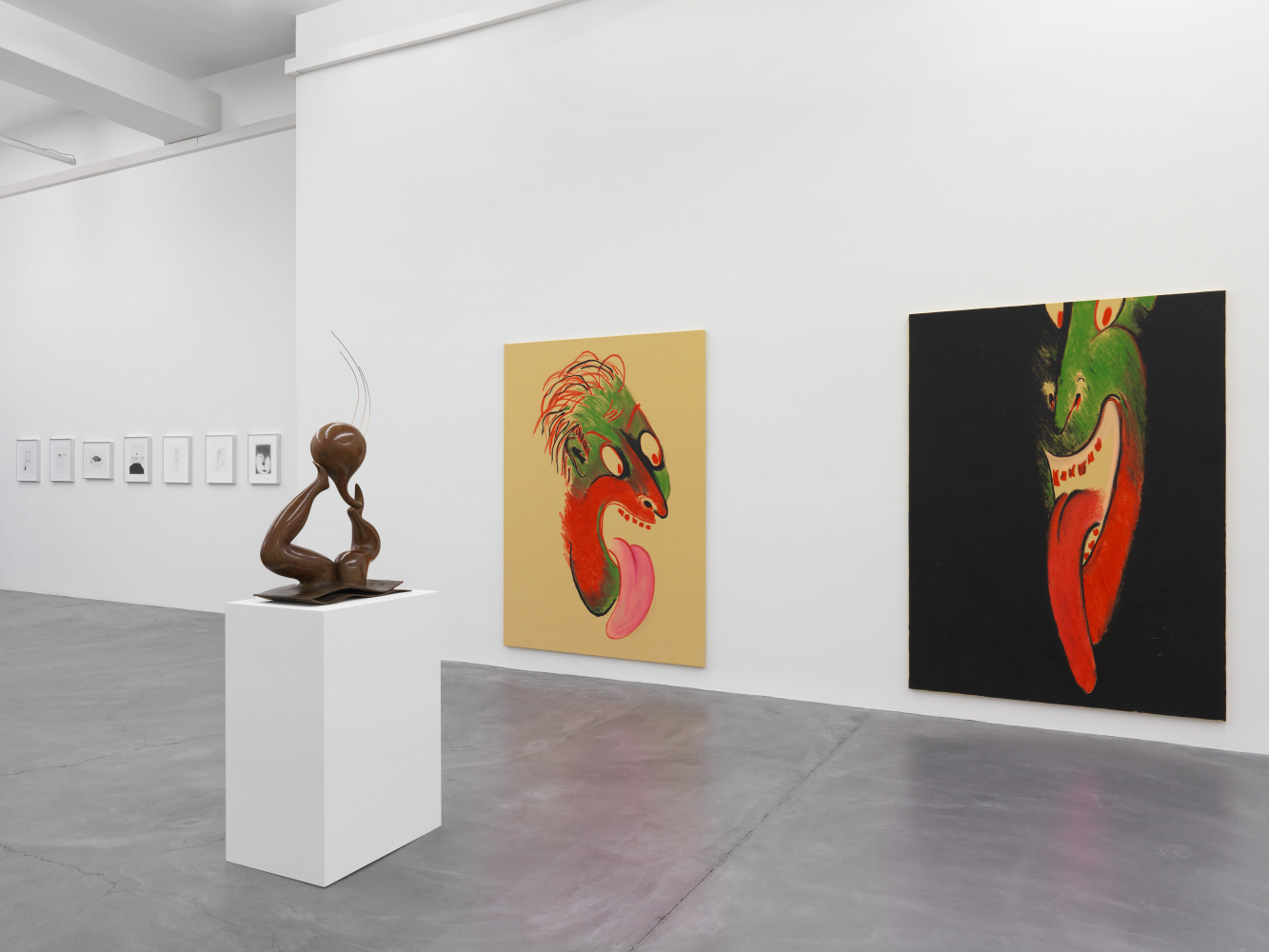 Installation view of paintings and sculptures group exhibition