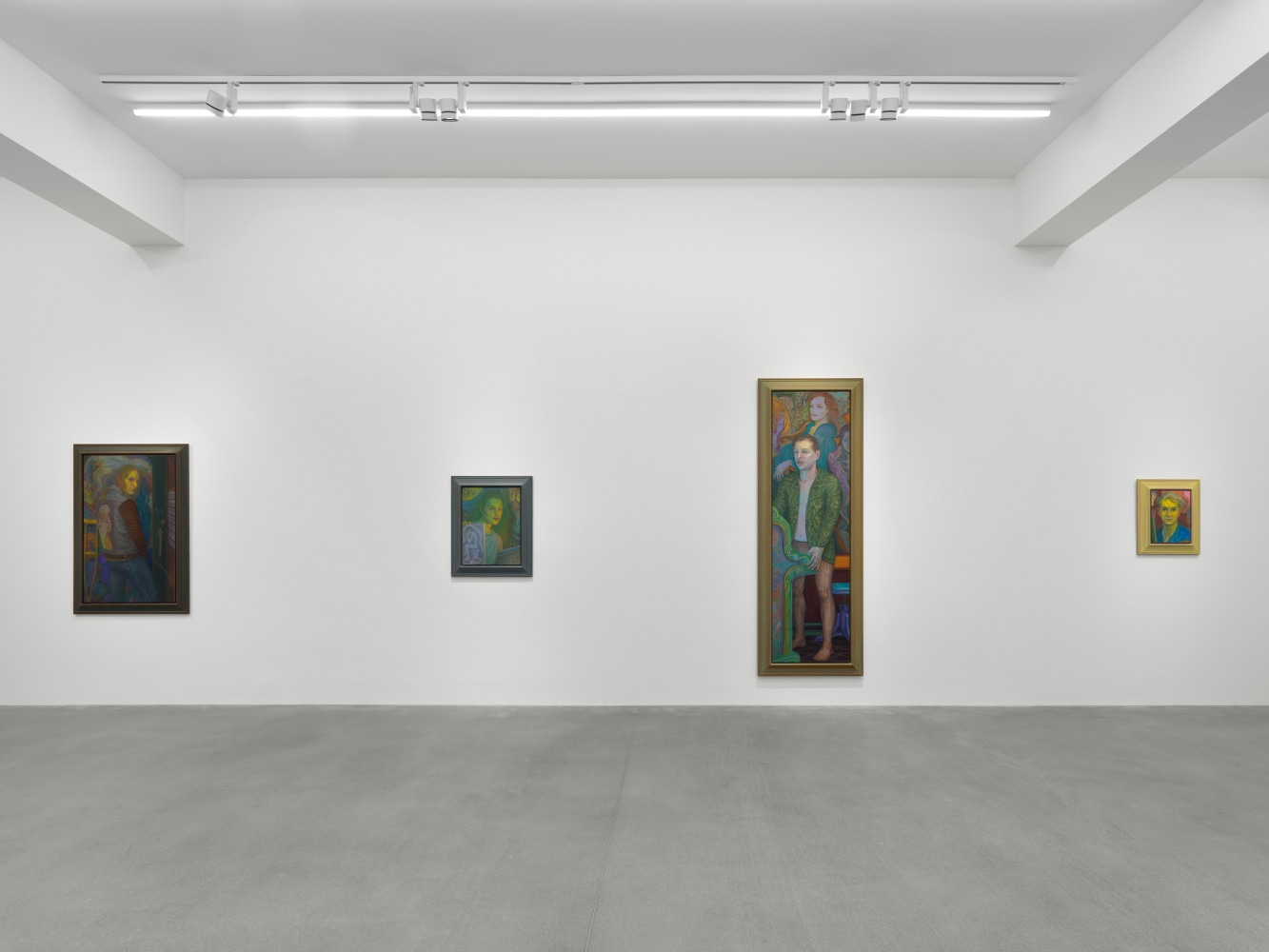 Installation view of paintings by Steven Shearer