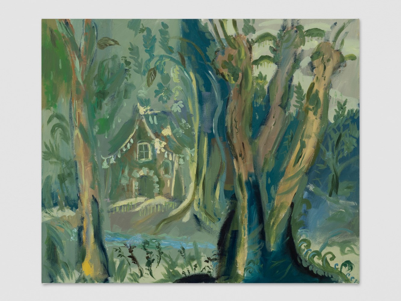 the green fairy cottage in the Vietnamese jungle

2015

Water soluble oil color and glitter on canvas

51 x 61 cm / 20 x 24 in

&amp;copy; Karen Kilimnik