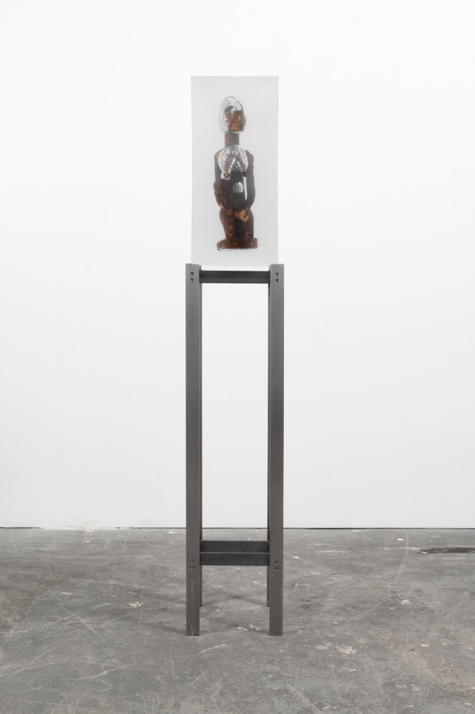 MATTHEW ANGELO HARRISON
Mother Still Holds You
2024
Wooden figure, polyurethane resin, steel, acrylic
Sculpture 56 x 24.5 x 21 cm / 22 x 9 5/8 x 8 1/4 in
Pedestal 112 x 27.5 x 27.5 cm / 44 1/8 x 10 7/8 x 10 7/8 in
HARRI60090