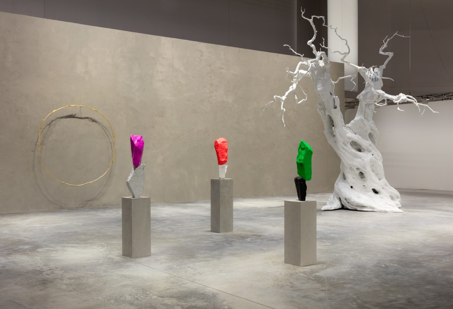 Installation view of sculptures by Ugo Rondinone