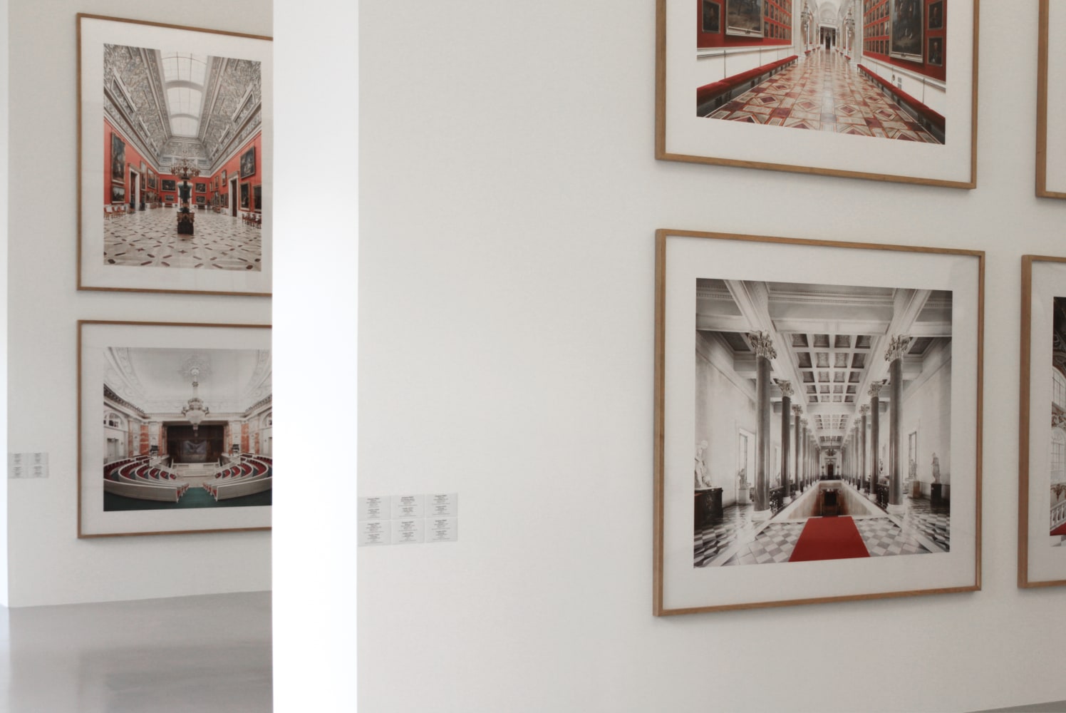 Installation view of photographs by Candida Höfer