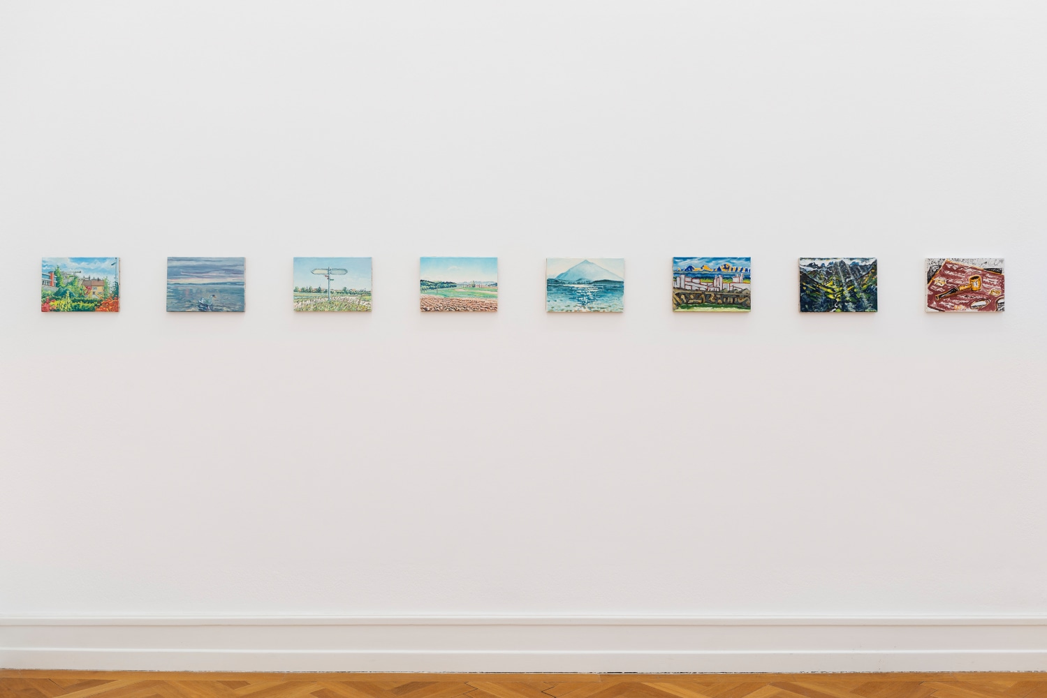 Installation view of sculptures and paintings by Jean-Frédéric Schnyder