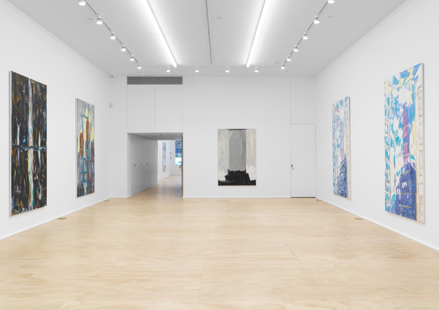 Installation view of paintings by Martha Diamond