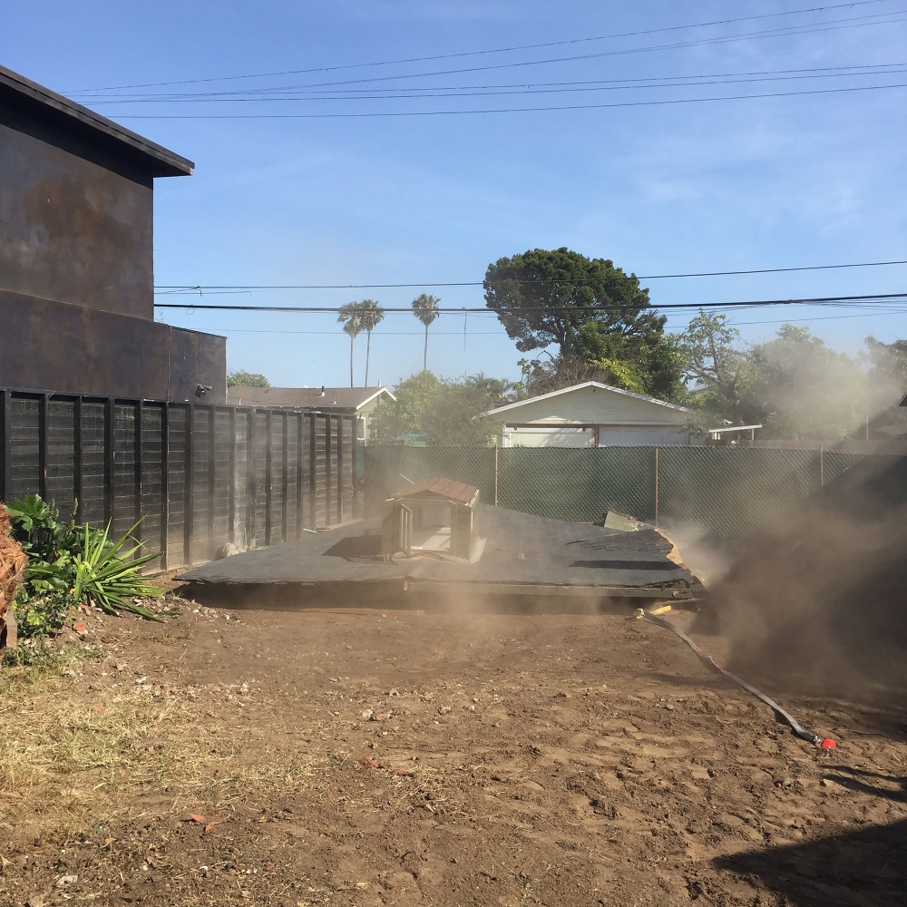 Installation view of sculpture by Oscar Tuazon