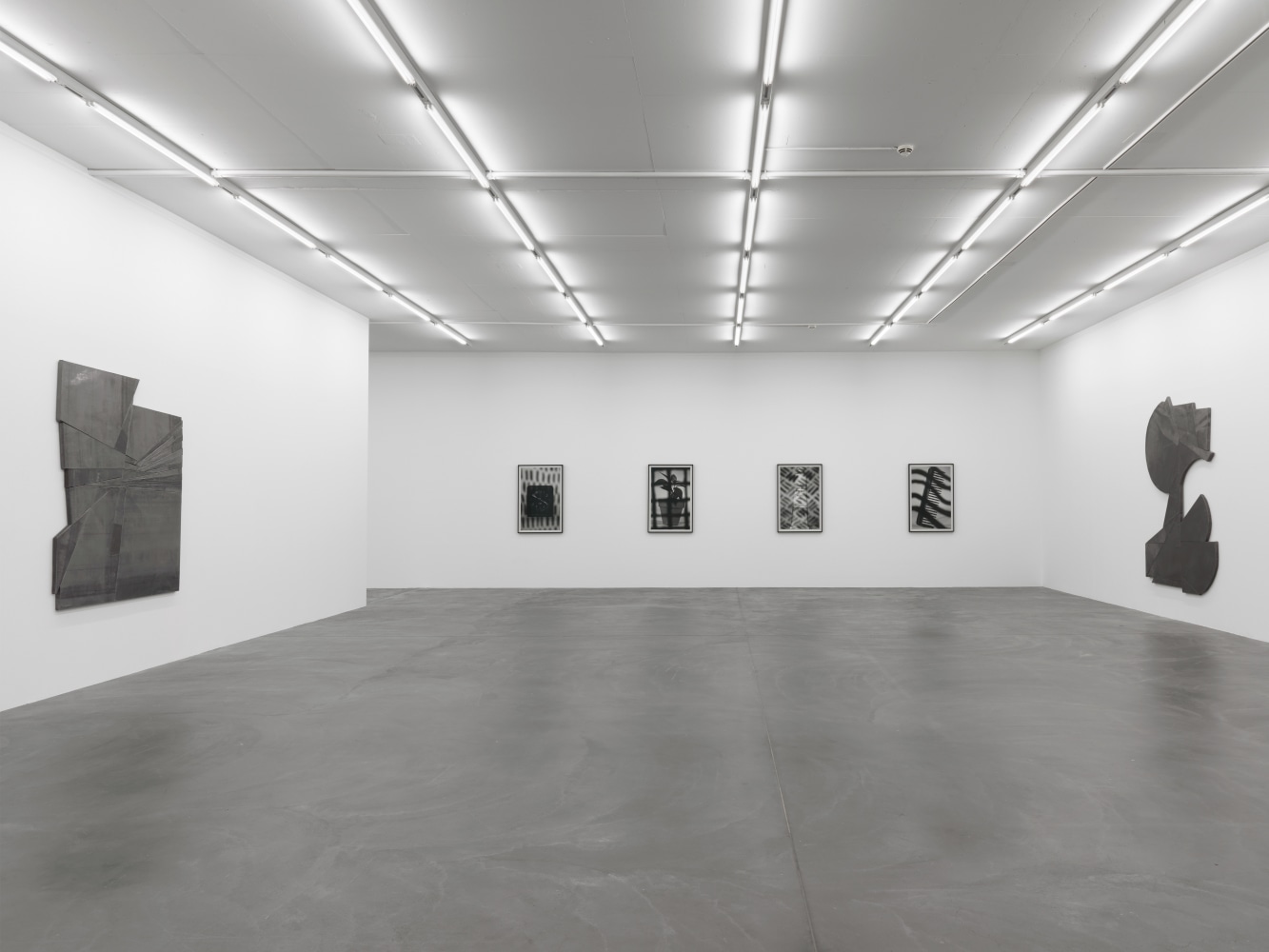 Installation view of Wyatt Kahn wall reliefs and photographs