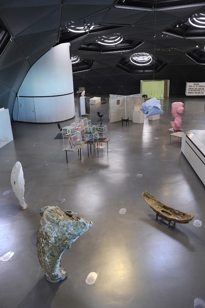 Installation view of works by Franz West