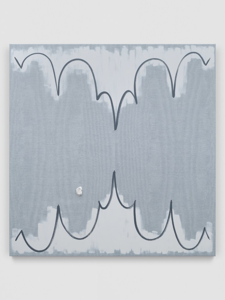 Greyscale painting of forms by Amy Feldman