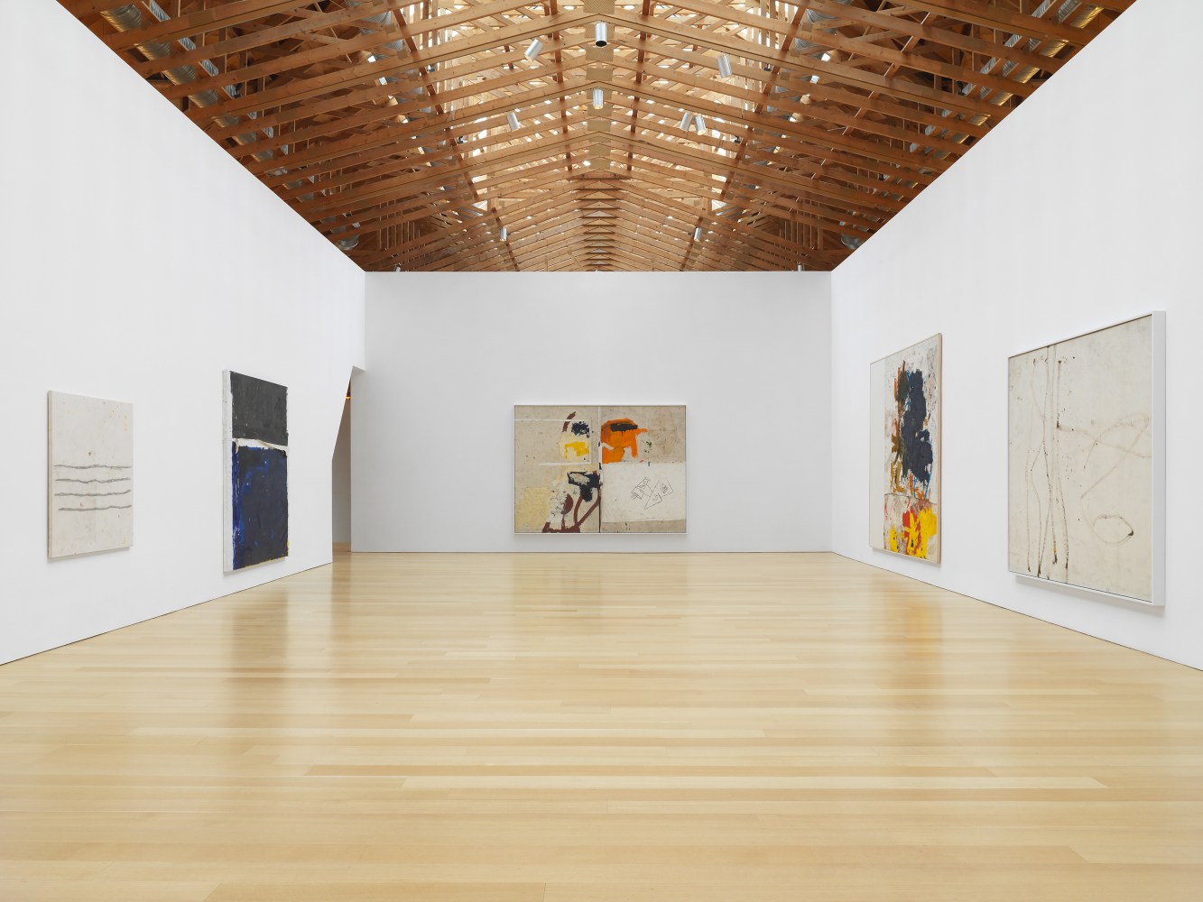 Installation views of paintings by Joe Bradley