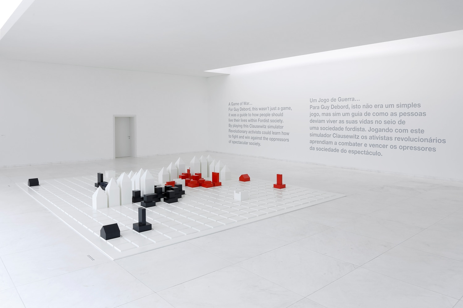 Installation view of sculptures by Liam Gillick