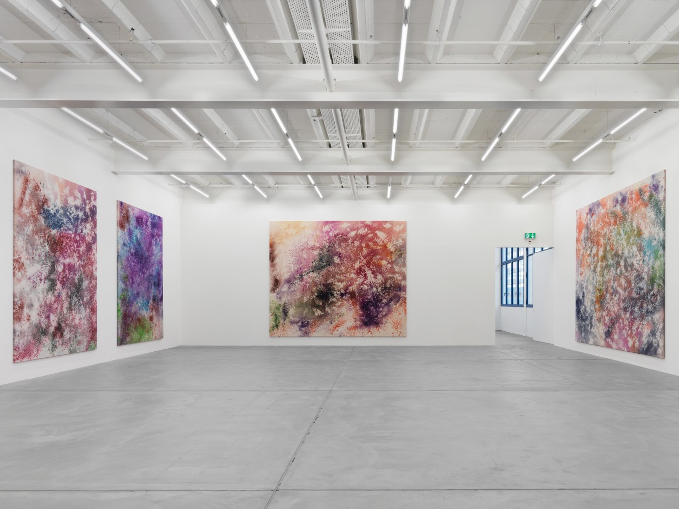 Installation view of Sam Falls paintings exhibition