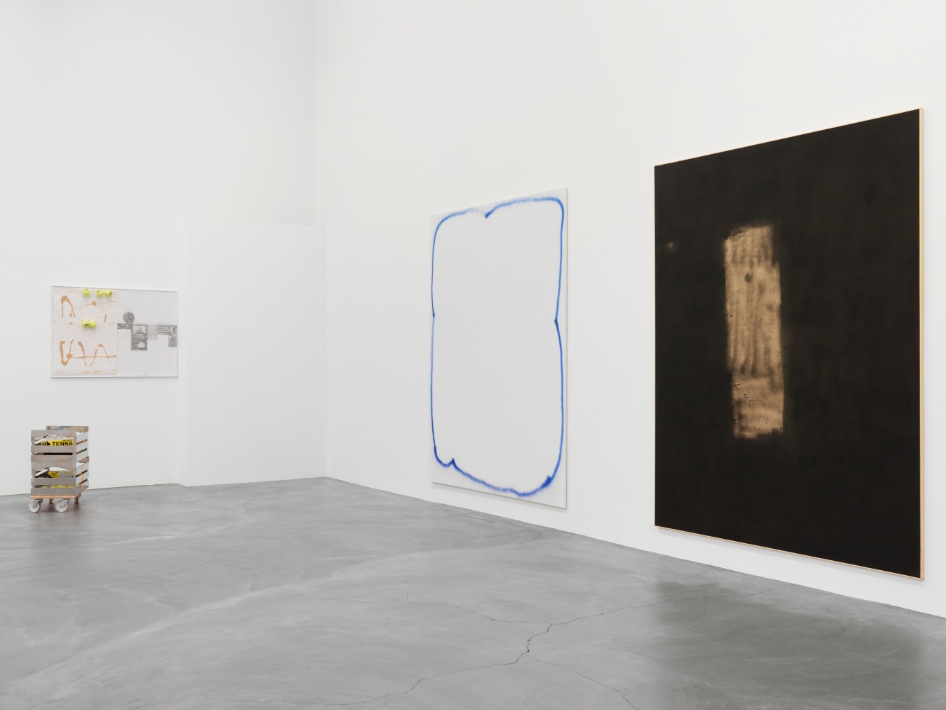 Installation view of paintings and sculptures group exhibition