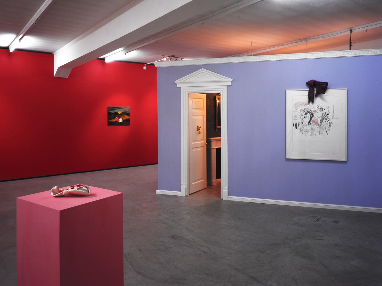 Installation view of Karen Kilimnik paintings and installation exhibition