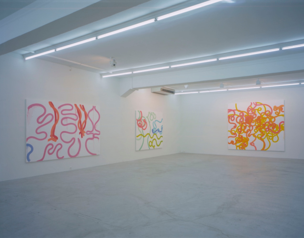 Installation view of Sue Williams painting exhibition