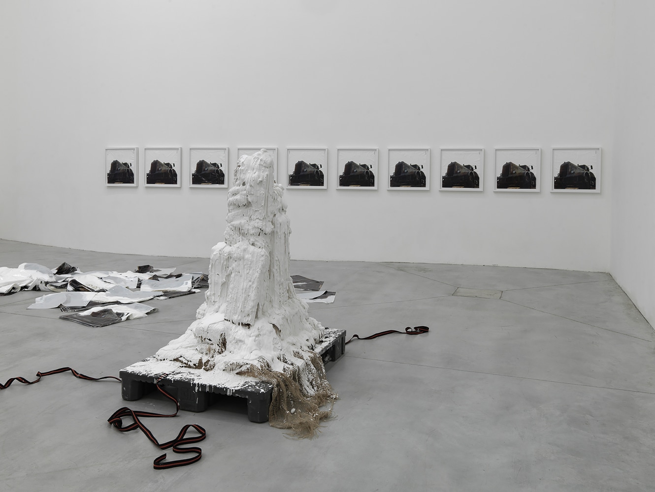 Installation view of sculptures by Matias Faldbakken